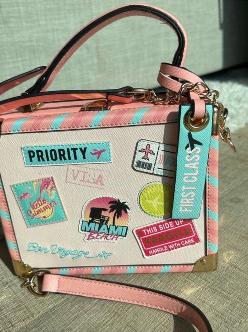Aldo travel-themed mini box crossbody bag New